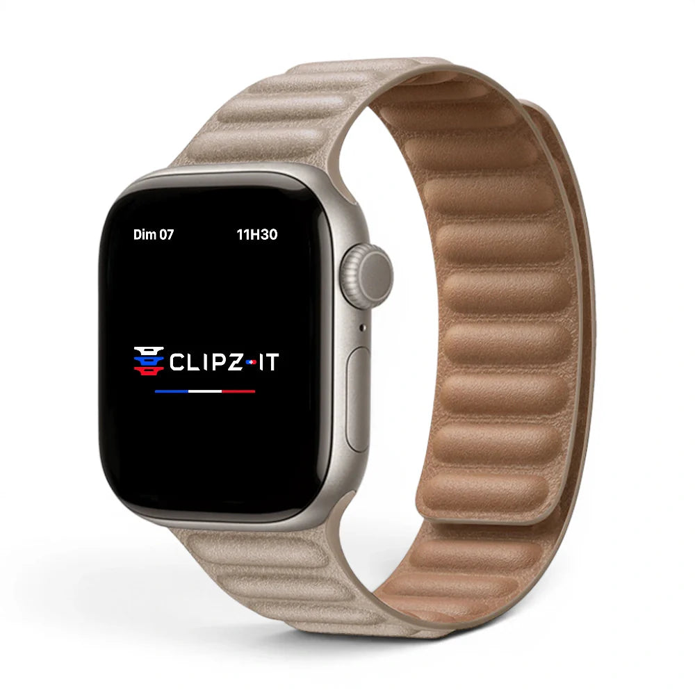 Bracelet Veloz cuir couleur Sahara pour Apple Watch - Clipz-it