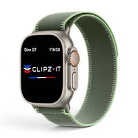 Bracelet Volt Nylon couleur Vert finition Titane pour Apple Watch - Clipz-it