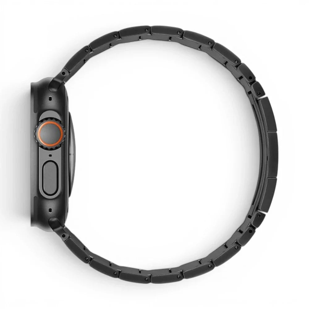 Bracelet Warden acier inoxydable vue de côté pour Apple Watch - Clipz-it