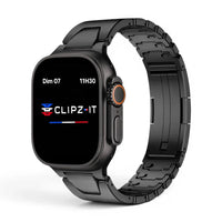 Bracelet Warden acier inoxydable couleur noir pour Apple Watch - Clipz-it