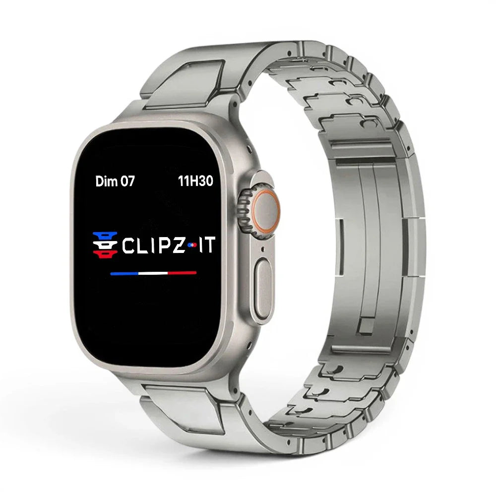 Bracelet Warden acier inoxydable couleur titane pour Apple Watch - Clipz-it