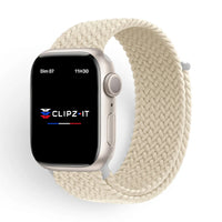 Bracelet Woven nylon tressé couleur Blanc cassé pour Apple Watch - Clipz-it
