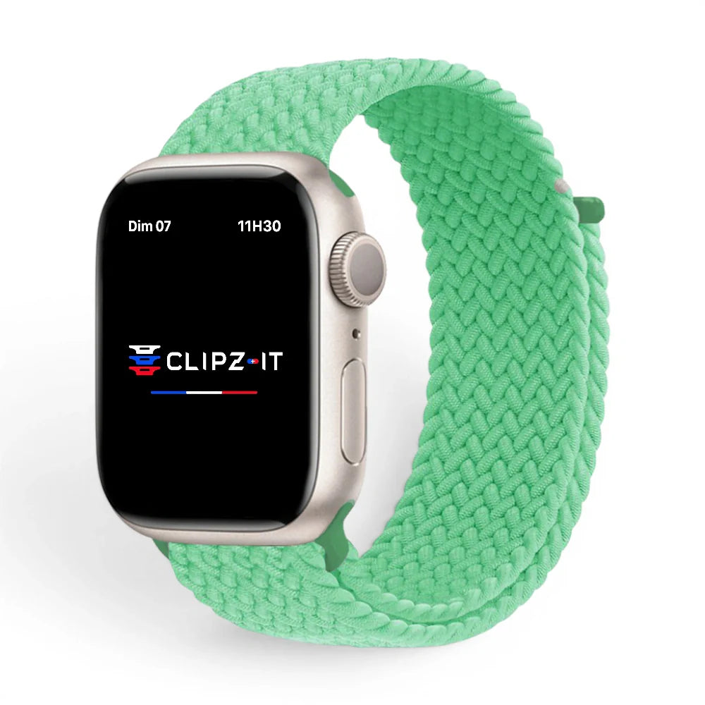 Bracelet Woven nylon tressé couleur Emeraude pour Apple Watch - Clipz-it