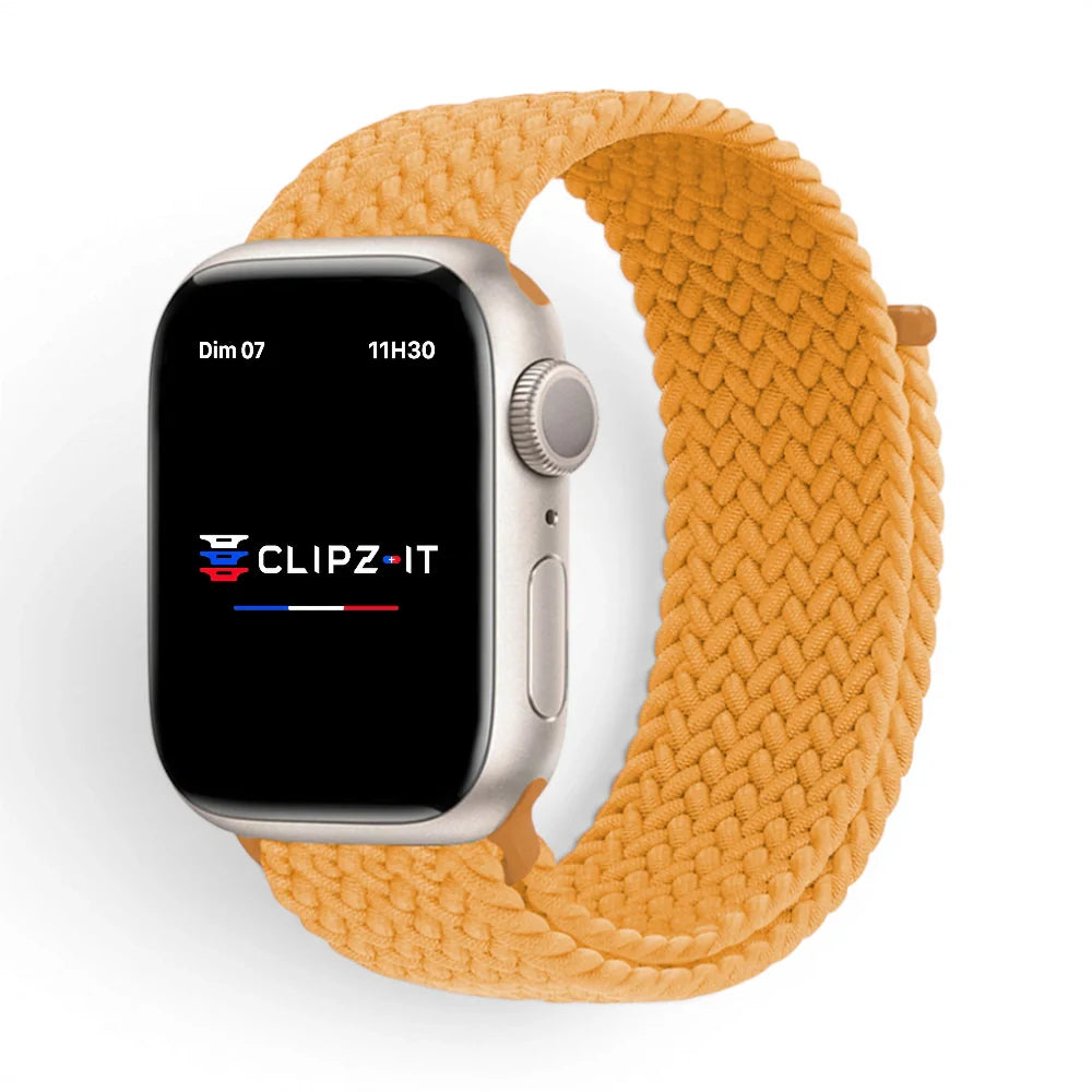 Bracelet Woven nylon tressé couleur Miel pour Apple Watch - Clipz-it