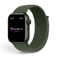 Bracelet Woven nylon tressé couleur Vert militaire pour Apple Watch - Clipz-it