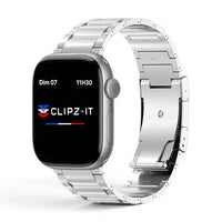 Bracelet Zenith titane maillons couleur argent pour Apple Watch - Clipz-it