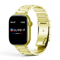 Bracelet Zenith titane maillons couleur dore pour Apple Watch - Clipz-it