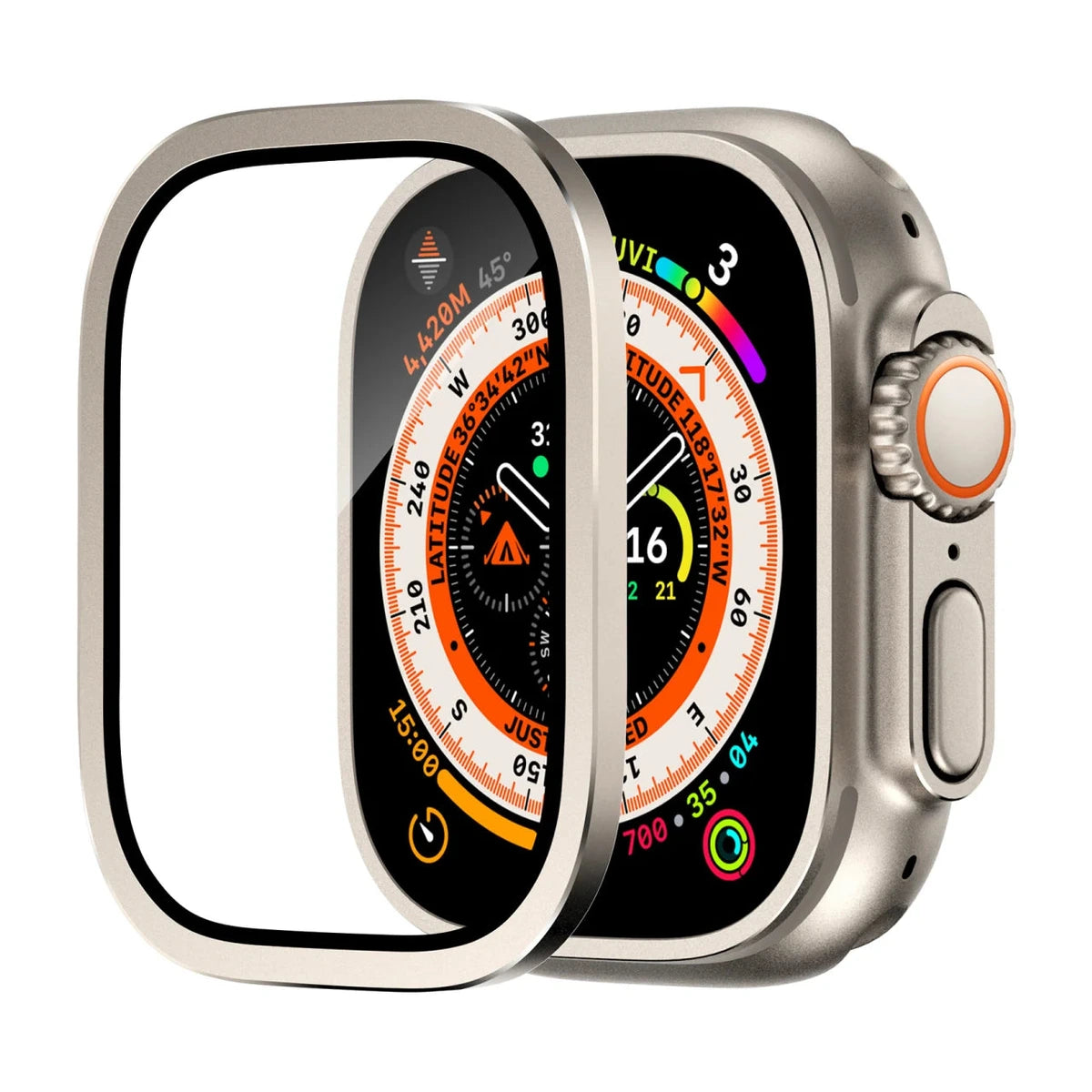 Aegis beskyttelsesfilm med ramme i titanium, titanium - Apple Watch Ultra | Clipz-it